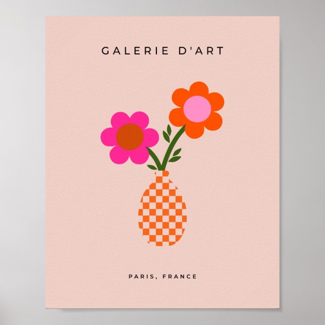 Blume Vase Rosa Orange Neutral Poster (Vorne)