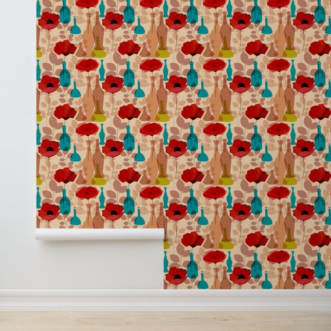 Blume, Vasen und Flaschenmuster Tapete (Anwendung)