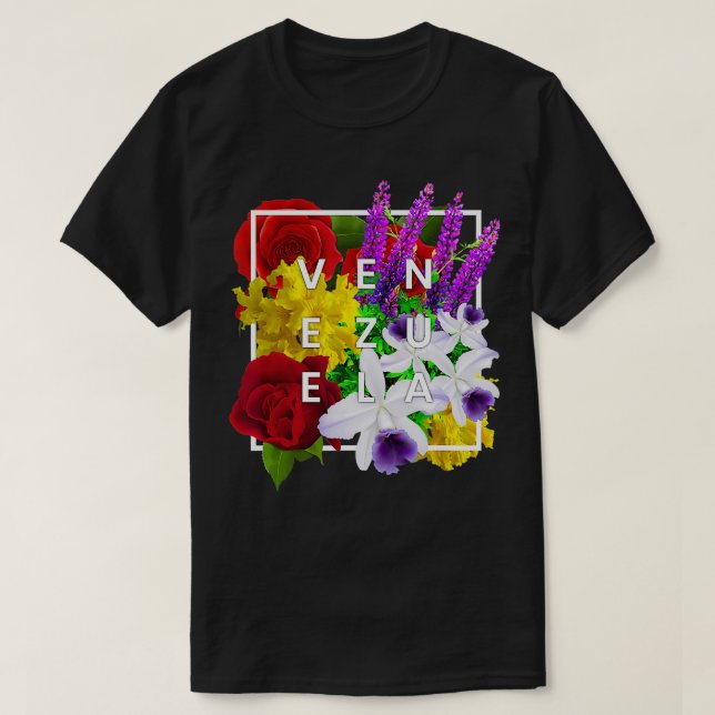 Blume Venezuelas Word Art Venezuelas Pride T-Shirt (Design vorne)