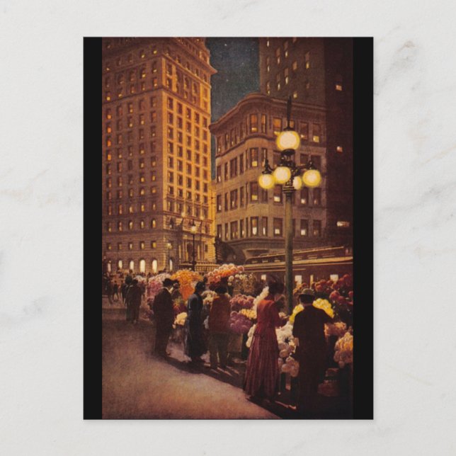 Blume-Verkäufer in der Nähe des Call-Gebäude Postkarte (Vorderseite)