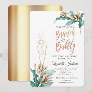 Blume Verlasse Champagner Glass Brautparty Einladung