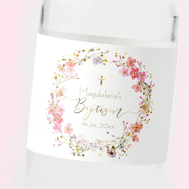 Blume verrichten Taufe Wasserflaschenetikett (Von Creator hochgeladen)