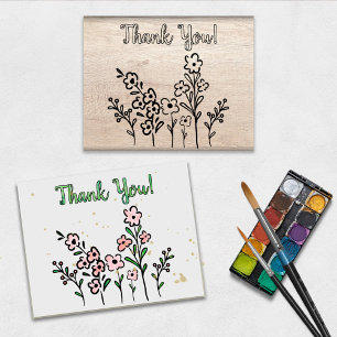 Blume + Vielen Dank Briefmarke für Färben oder Mal Gummistempel