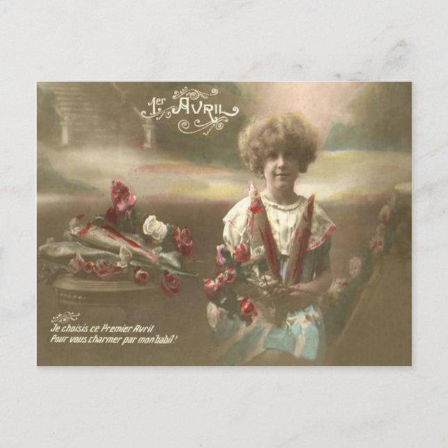 Blume Viktorianisch Garden Poisson d'avril Postkarte (Vorderseite)