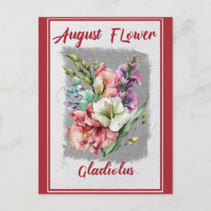 Blume Vintag August Gladiolus Floral Postkarte