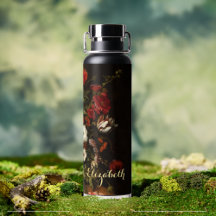 Blume Vintag Floral Art Gold Mit Monogramm Schwarz