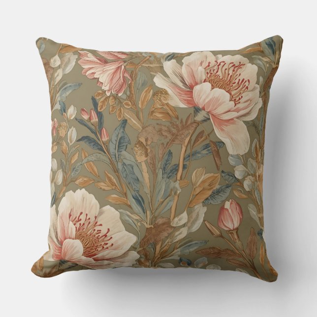 Blume, Vintag, glamouröse Gartenblüten Kissen (Vorderseite)