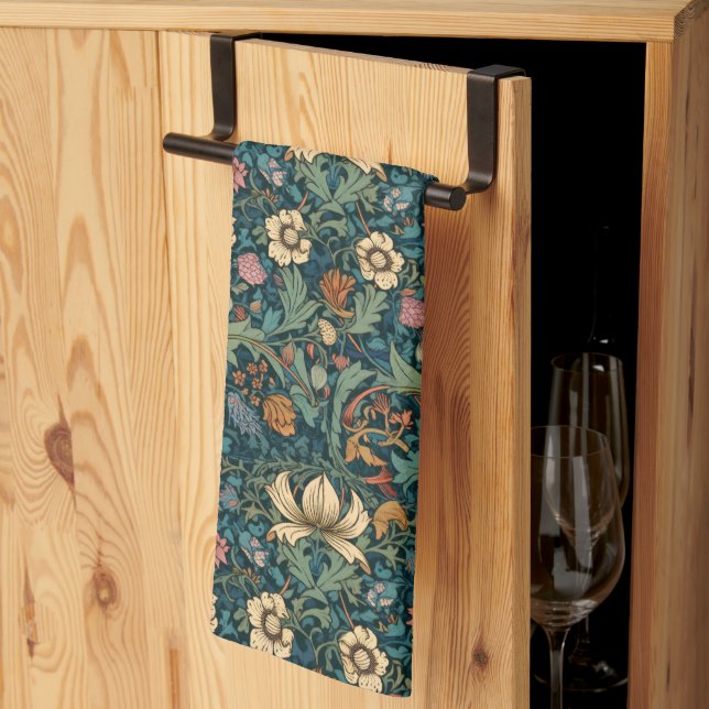 Blume, Vintag, Jugendstil, William Morris-Stil, Geschirrtuch (Drittel gefaltet)