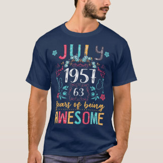 Blume Vintag Juli 1957 63. Geburtstagsgeschenk 63 T-Shirt