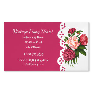 Blume "Vintag Peony Florist Shop" Magnetische Visitenkarte