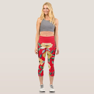 Blume Vintag Wasserfarbe Niedlich Capri Leggings