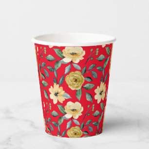 Blume Vintag Wasserfarbe Niedlich Pappbecher