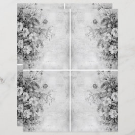 Blume Vintage Collage 1b 1 von 4 Schwarzweiß