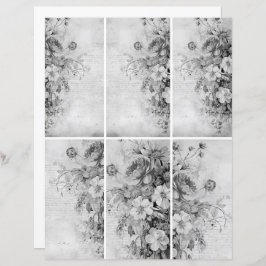 Blume Vintage Collage 1b 3 von 4 Schwarzweiß