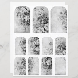 Blume Vintage Collage 1b 4 von 4 Schwarzweiß