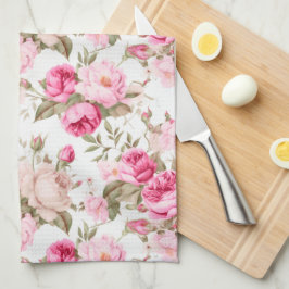 Blume, Vintage Rose, rosa Rosen Geschirrtuch