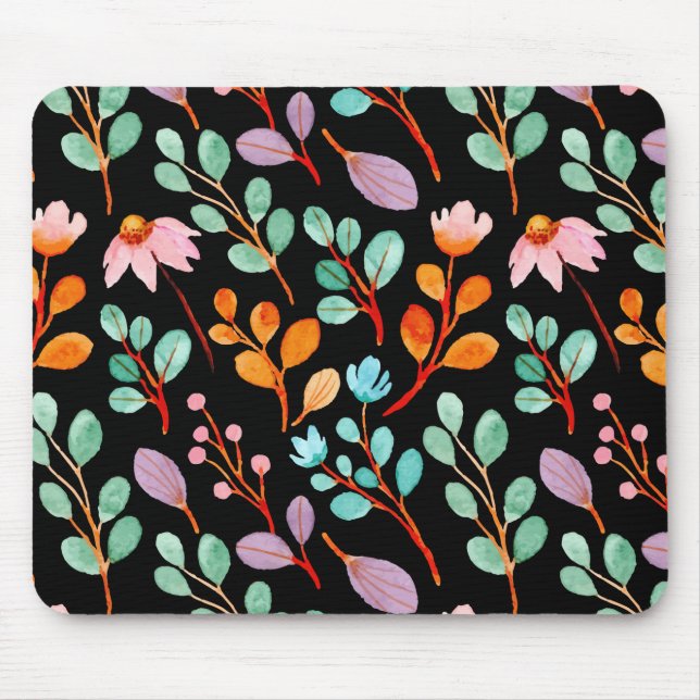 Blume Vintage Wasserfarbe Trendy Mousepad (Vorne)