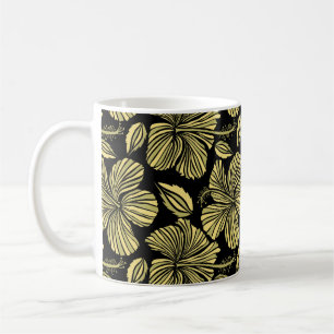 Blume Vintager nahtloser tropischer Hibisken Kaffeetasse