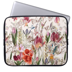 Blume Vintages Muster mit verschiedenen Pflanze. V Laptopschutzhülle
