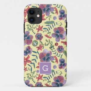 Blume Violette Vollblutdruckmonogramm Cas Case-Mate iPhone Hülle