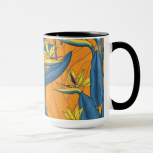 Blume-Vogel auf Orange Tasse