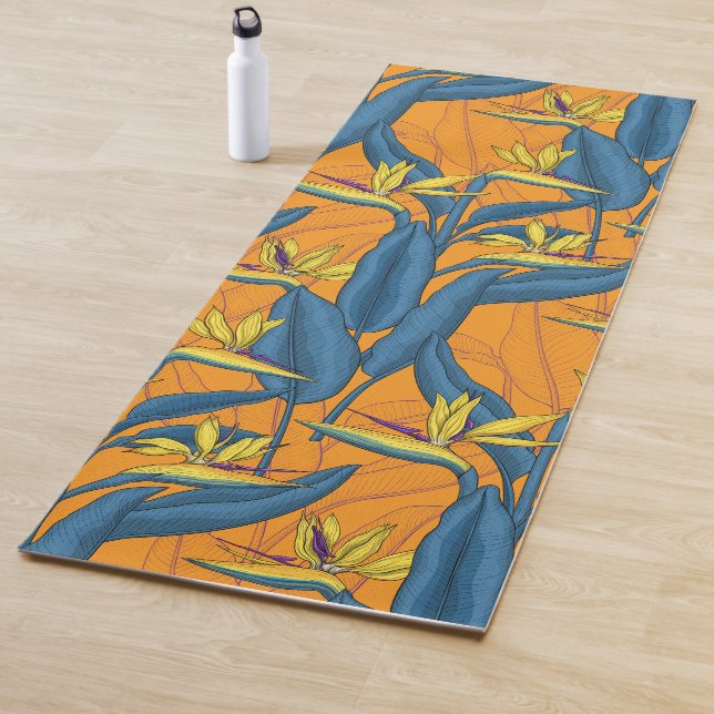 Blume-Vogel auf Orange Yogamatte (Beispiel)
