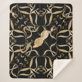 Blume & Vögel: Jugendstil Vintag Sherpadecke