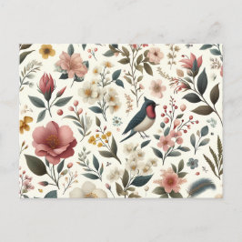 Blume, Vogel, Pflanze, Botanik, Blütenblätter, Tex Einladungspostkarte