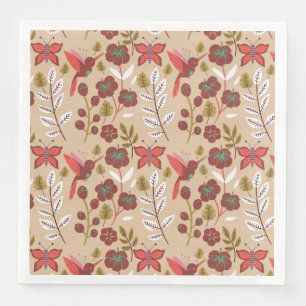 Blume, Vögel, Schmetterlinge, nahtlos Serviette