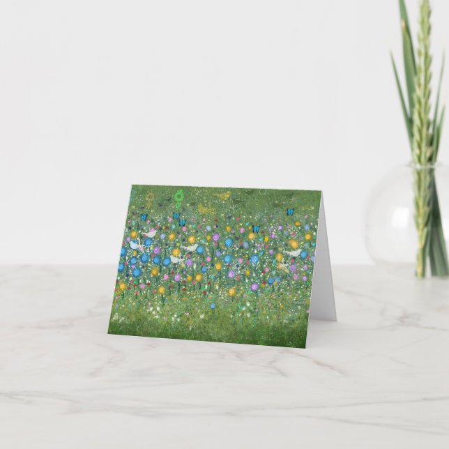 Blume Vögel und Schmetterlinge Dankeskarte (Vorderseite)