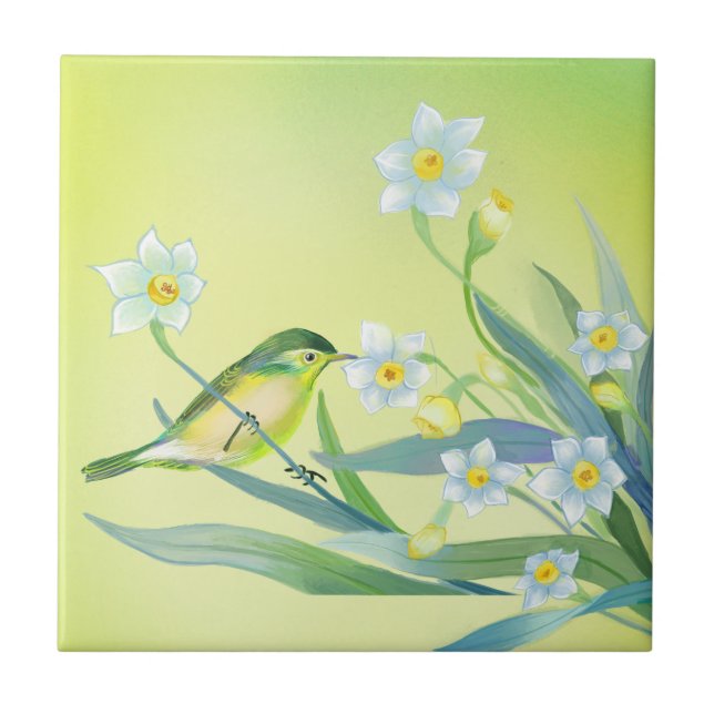 Blume & Vogelgarten inspiriert Bilder Fliese (Vorderseite)