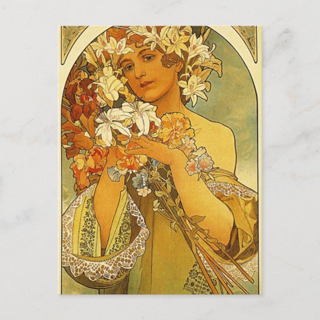 Blume von Alphonse Mucha Postkarte (Vorderseite)