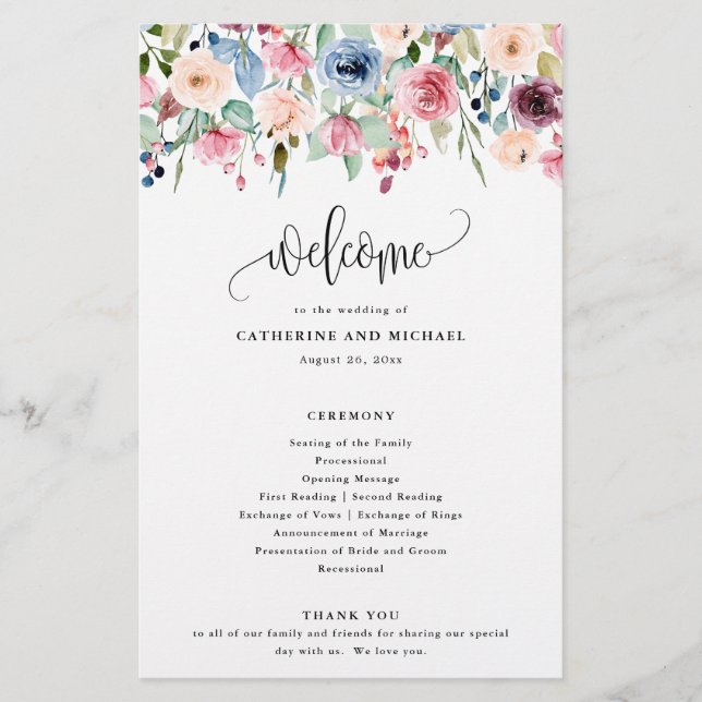 Blume von Aquarellen bläst Grenze, Papierprogramm Flyer (Vorne)