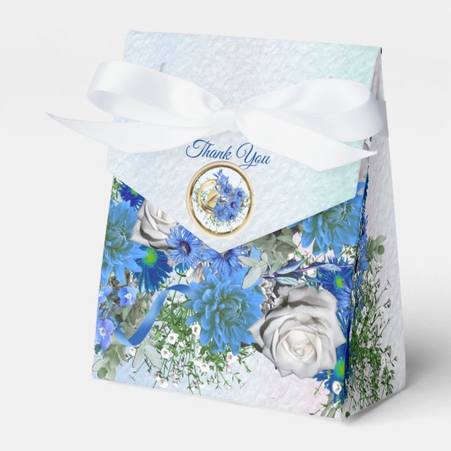 Blume von Blauen Mais und Bouquet von White Roses Geschenkschachtel (Vorderseite)