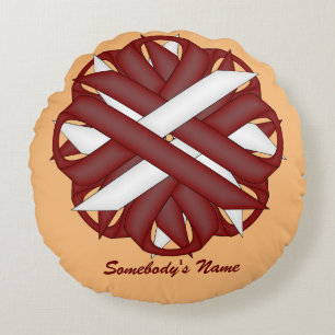 Blume von Burgund-Elfenbein von Kenneth Yoncich Rundes Kissen