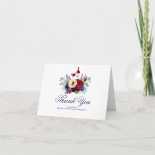 Blume von Burgund Red und Navy Hochzeit Vielen Dan Dankeskarte