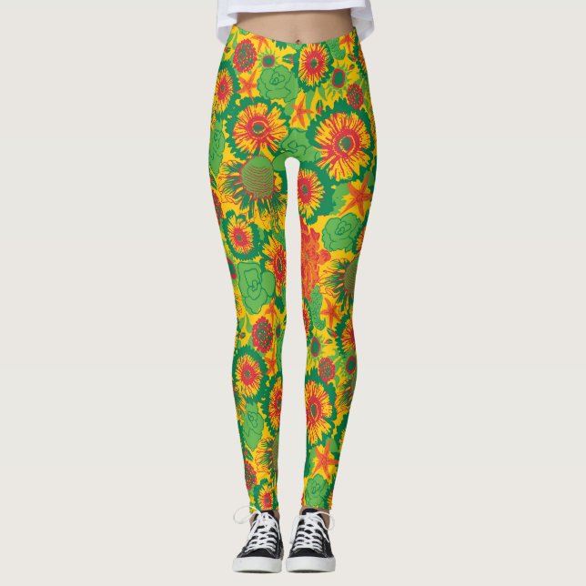 Blume von Funky Hand Drawn Leggings (Vorderseite)