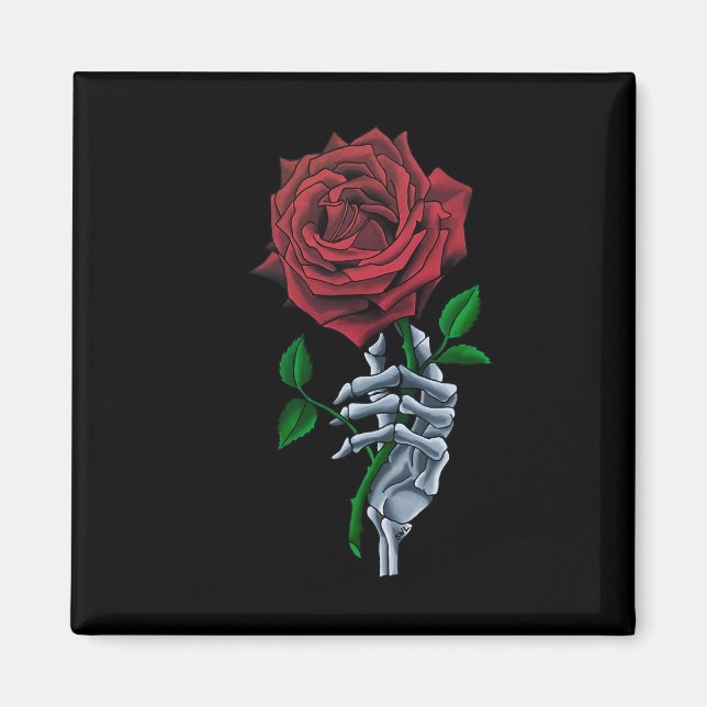 Blume von Hand Rote Rose Magnet (Vorne)