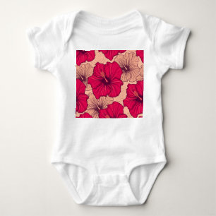 Blume von handgezogenen Hibisken Vintag Baby Strampler