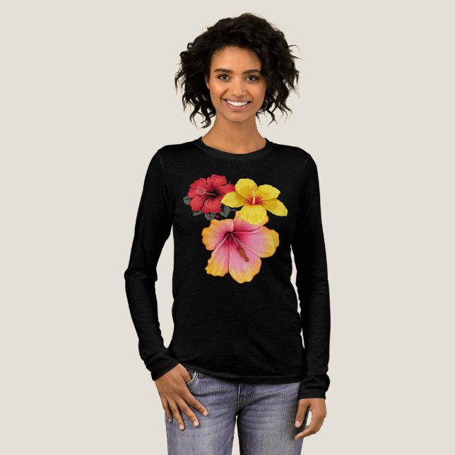 Blume von Hibisken Tri-Blend Shirt (Volle Vorderseite)