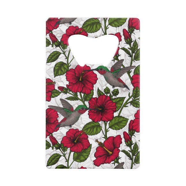 Blume von Hibisken und Kolibri Geldbeutel Flaschenöffner (Vorderseite)