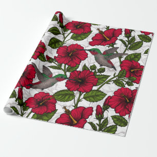 Blume von Hibisken und Kolibri Geschenkpapier