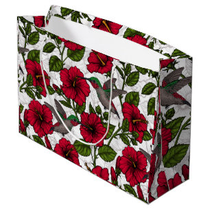 Blume von Hibisken und Kolibri Große Geschenktüte