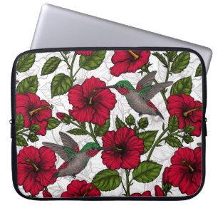 Blume von Hibisken und Kolibri Laptopschutzhülle