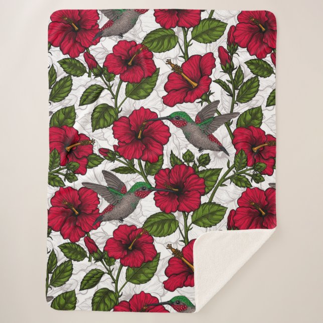 Blume von Hibisken und Kolibri Sherpadecke (Vorderseite)