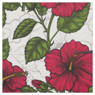 Blume von Hibisken und Kolibri Stoff