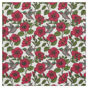 Blume von Hibisken und Kolibri Stoff