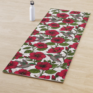 Blume von Hibisken und Kolibri Yogamatte