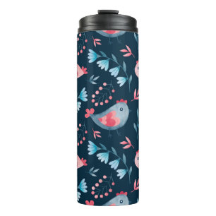 Blume von Hühnern in Aquarellfarben Thermosbecher