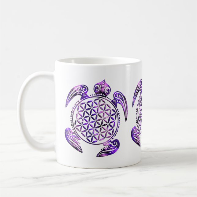 Blume von Leben-/Blume-DES Lebens - Schildkröte Tasse (Links)
